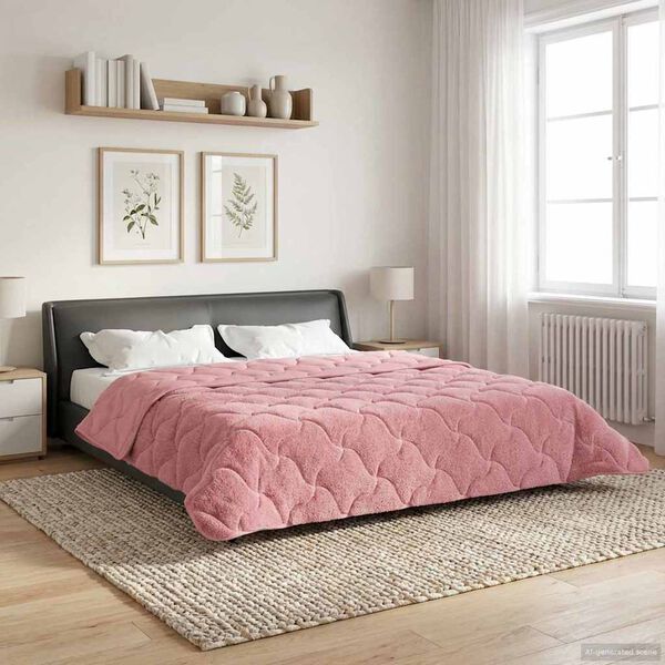 vidaXL Summer Duvet Pink 200 x 240 cm Microfiber and Teddy fleece
