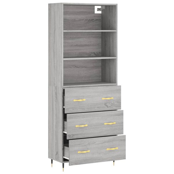 vidaXL Highboard Grey Sonoma 69.5x34x180 cm Engineered Wood