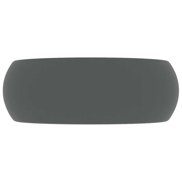 vidaXL Luxury Wash Basin Round Matt Dark Grey 40x15 cm Ceramic