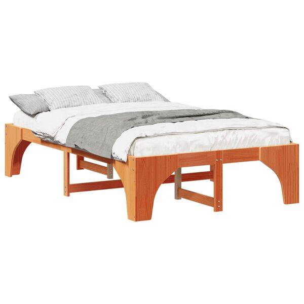 vidaXL Bed Frame Brown 140 x 190 cm Solid Pine Wood