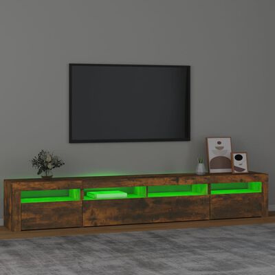 vidaXL TV Cabinet with LED Lights Smoked Oak 240x35x40 cm