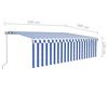 vidaXL Manual Retractable Awning with Blind 5x3m Blue&White