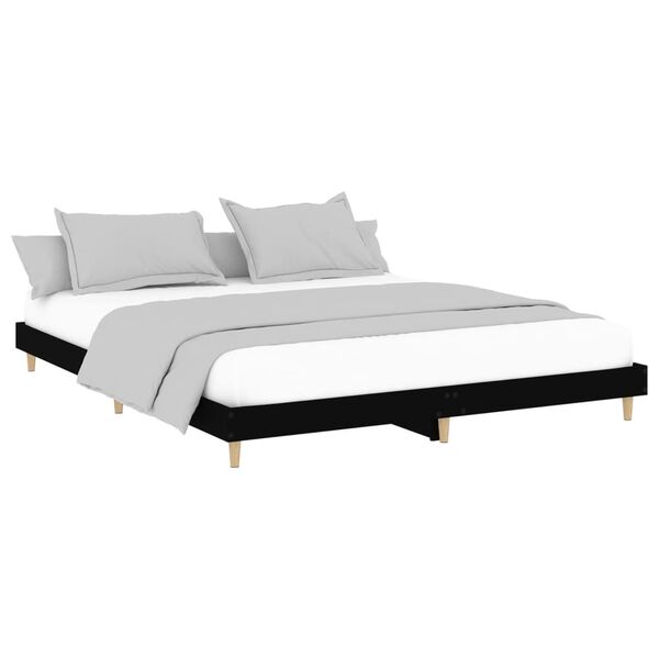vidaXL Bed Frame without Mattress Black 200x200 cm Engineered Wood