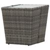 vidaXL Tea Table Grey 41.5x41.5x43 cm Poly Rattan and Tempered Glass