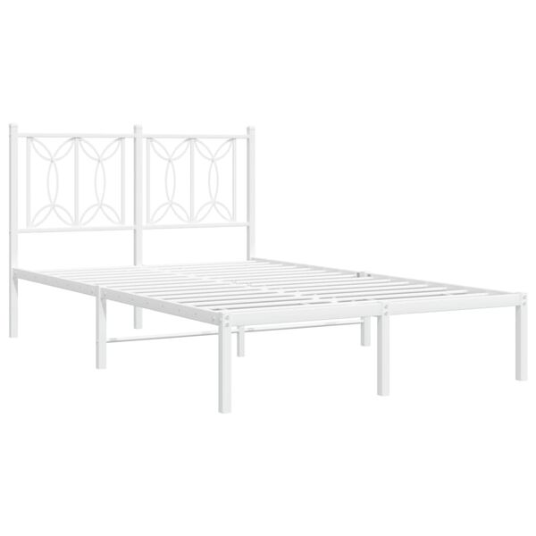 vidaXL Metal Bed Frame without Mattress with Headboard White 120x200cm