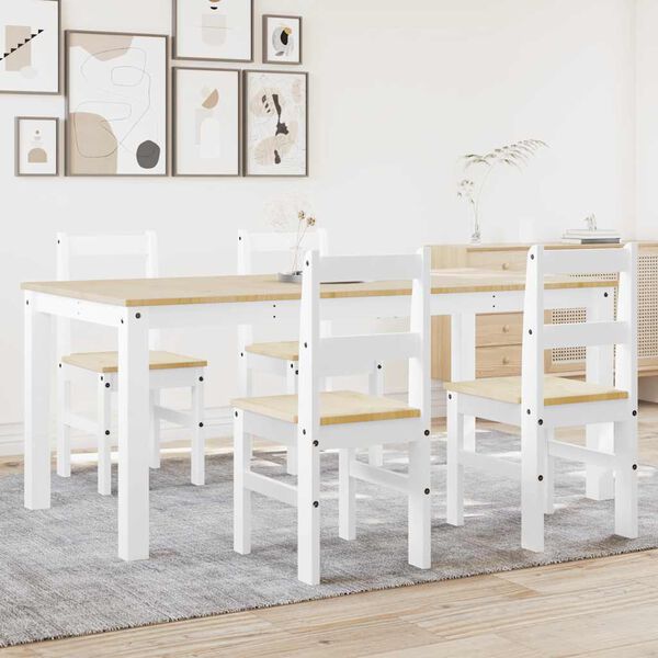 vidaXL 5 Piece Dining Set Panama White Solid Wood Pine