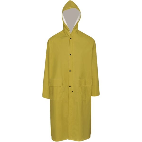 vidaXL Waterproof Heavy-duty Long Raincoat with Hood Yellow XL