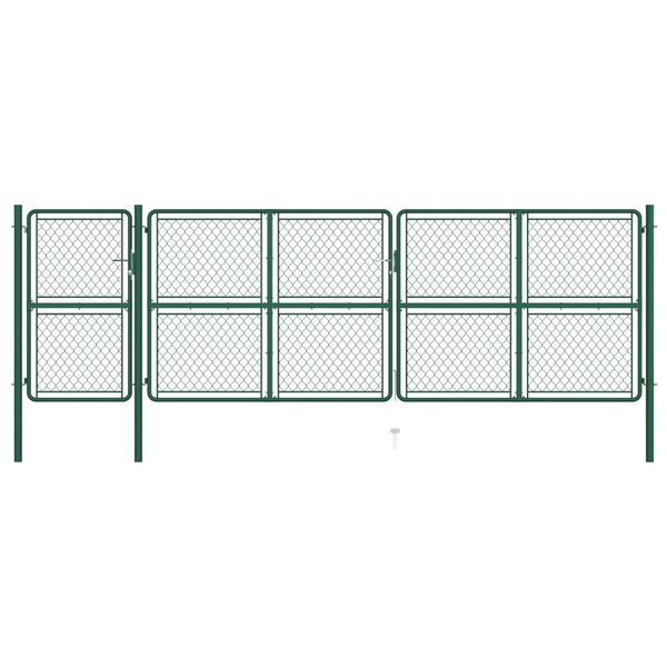 vidaXL Garden Gate Steel 150x495 cm Green