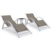 vidaXL Sun Loungers 2 pcs with Table Aluminium Taupe
