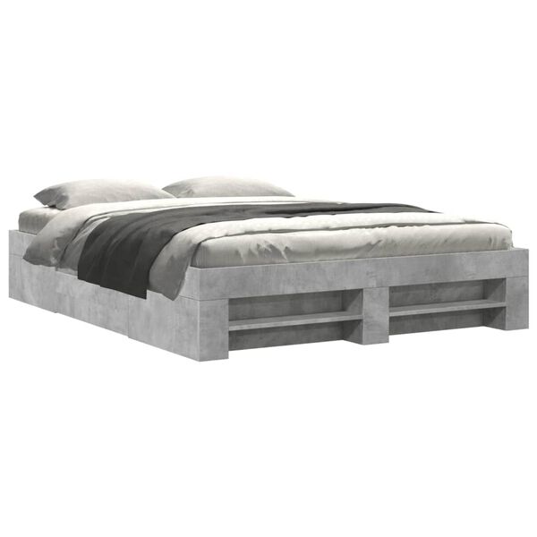 vidaXL Bed Frame without Mattress Concrete Grey 160x200cm Engineered Wood