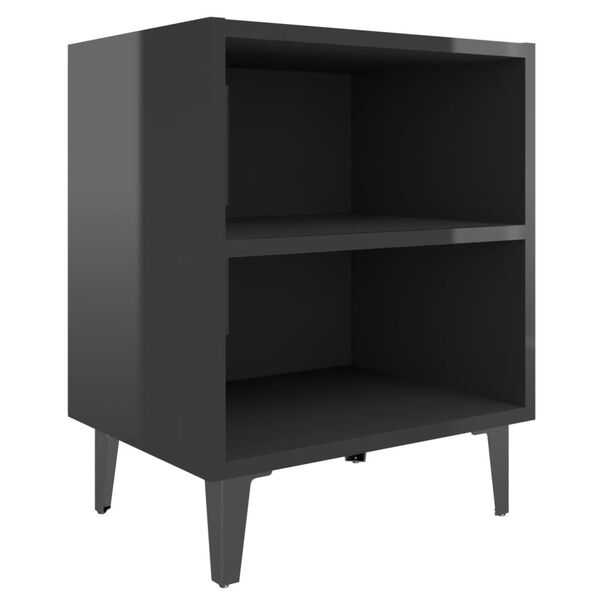 vidaXL Bed Cabinets with Metal Legs 2 pcs High Gloss Black 40x30x50 cm