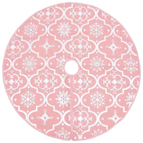vidaXL Luxury Christmas Tree Skirt with Sock Pink 122 cm Fabric