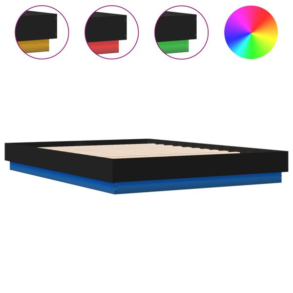 vidaXL Bed Frame with LED without Mattress Black 120x200 cm