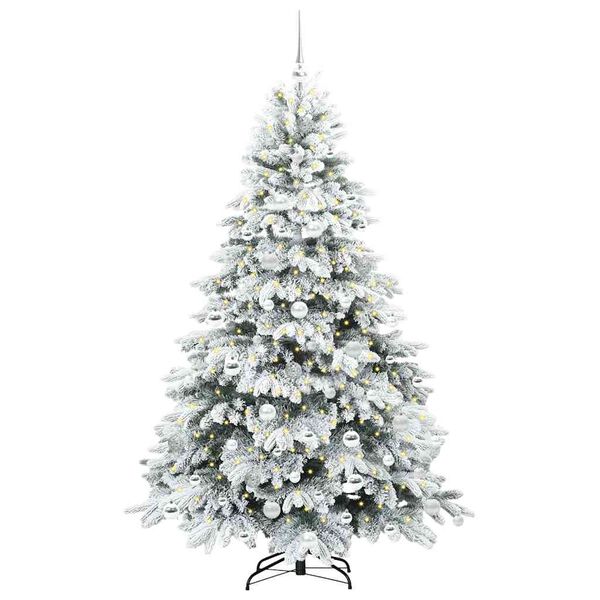 vidaXL Artificial Christmas Tree with 300 LEDs White 180 cm PE and PVC