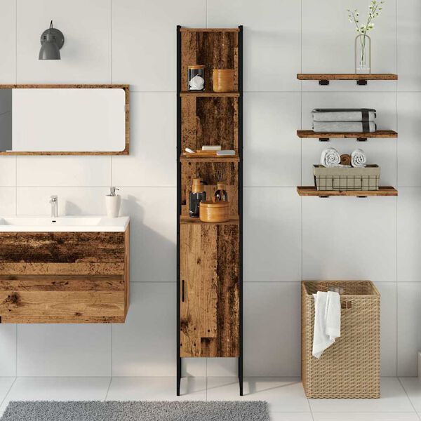vidaXL Bathroom Cabinet Old wood 33 x 33 x 185.5 cm Engineered Wood