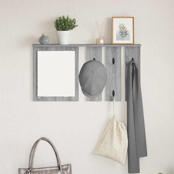 vidaXL Wall-Mounted Coat Rack with Shelf Grey sonoma 85 x 10 x 45 cm