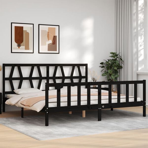 vidaXL Bed Frame without Mattress Black 200x200 cm Solid Wood Pine