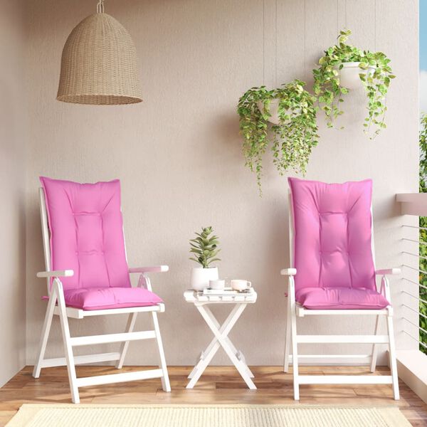 vidaXL Garden Highback Chair Cushions 2 pcs Pink 120x50x7 cm Fabric