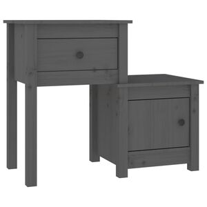 vidaXL Bedside Cabinet Grey 79,5x38x65,5 cm Solid Wood Pine