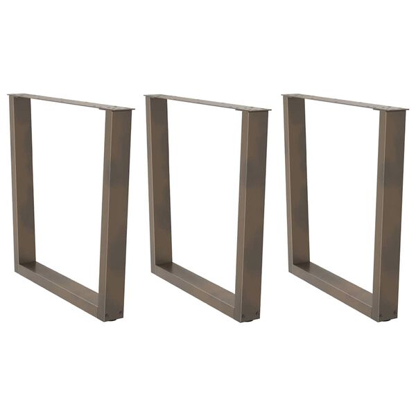 vidaXL Dining Table Legs V-Shape 3 pcs Natural Steel 90x(72-73.3) cm Steel
