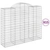 vidaXL Arched Gabion Baskets 15 pcs 200x50x160/180 cm Galvanised Iron