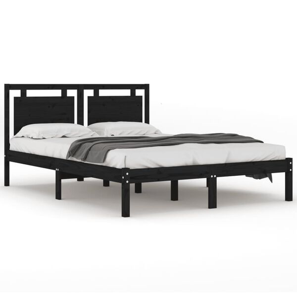vidaXL Bed Frame without Mattress Black 200x200 cm Solid Wood