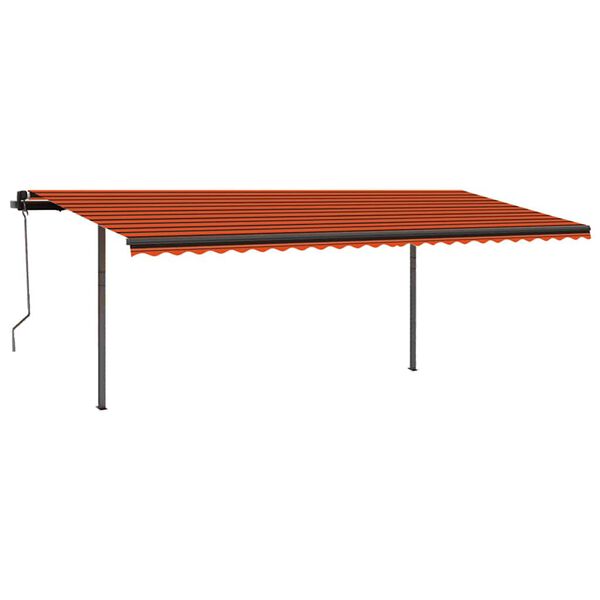 vidaXL Manual Retractable Awning with Posts 3.5x2.5 m Orange and Brown