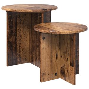 vidaXL Side Table Set 2 pcs Old Wood &Oslash; 45 x 45 cm Engineered Wood