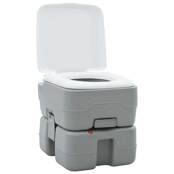 vidaXL Camping Toilet Manual Grey and White 41.5 x 36.5 x 37.5 cm