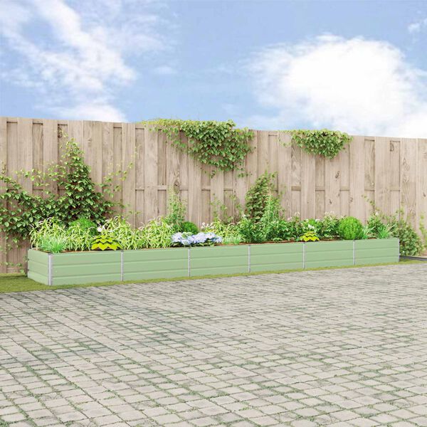 vidaXL Planter Pastel Green 580 x 100 x 45 cm Galvanised Steel