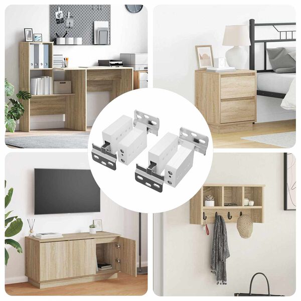 vidaXL Cabinet Hanging Bracket 2 pcs White 70 x 46 x 19 mm