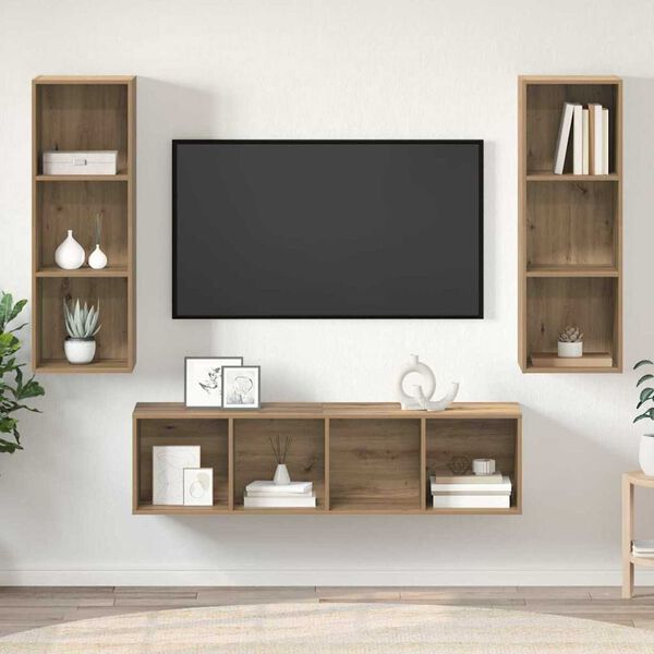 vidaXL TV Cabinet Set Wall-mounted 3 pcs Artisan Oak Engineered Wood