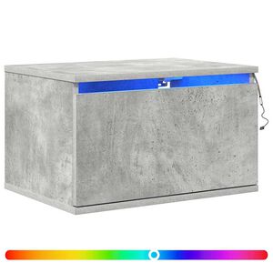 vidaXL Wall-mounted Bedside Cabinet with LED Lights Concrete Gery