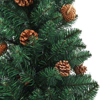 vidaXL Slim Pre-lit Christmas Tree with Ball Set Green 210 cm PVC