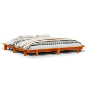 vidaXL Bed Frame without Mattress Wax Brown 180x200 cm Super King Solid Wood Pine