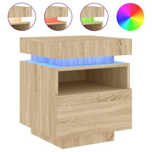 vidaXL Bedside Cabinet with LED Lights Sonoma Oak 40x39x48.5 cm