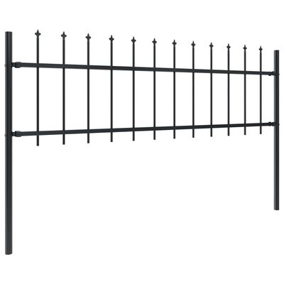 vidaXL Garden Fence with Spear Top Steel 8.5x0.6 m Black
