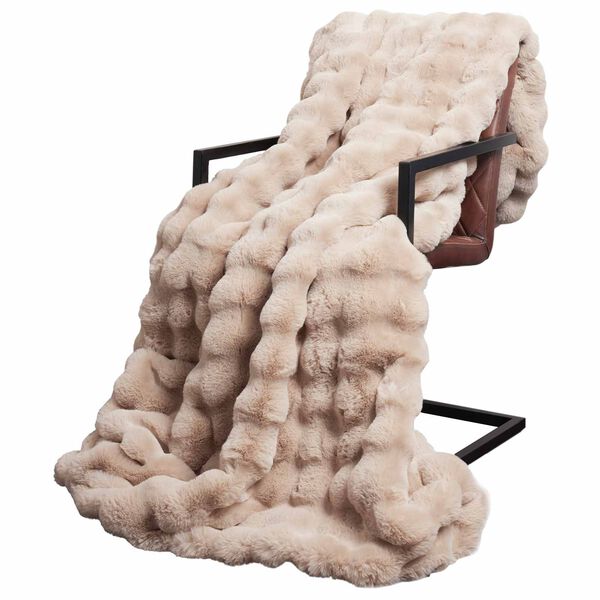 vidaXL Faux Rabbit Fur Blanket Beige 240 x 270 cm Polyester