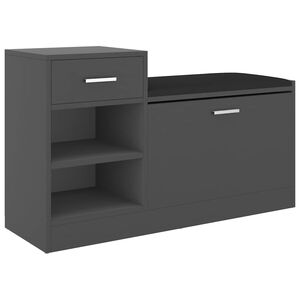 vidaXL Shoe Bench | Grey | Engineered wood, MDF, faux leather, foam | Medium