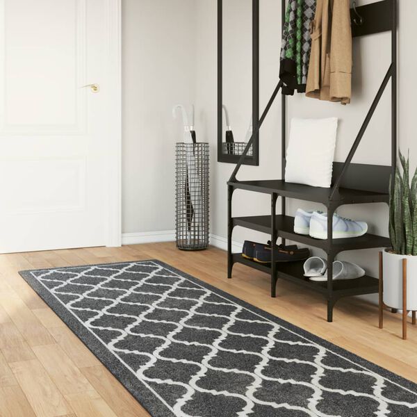 vidaXL Rug Washable Black and White 80x300 cm