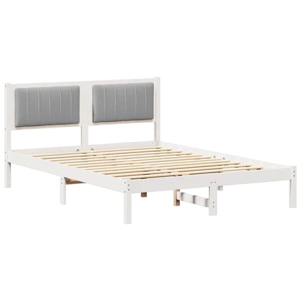 vidaXL Bed Frame with Upholstered Headboard Light Grey 120 x 190 cm
