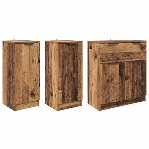 vidaXL Sideboard with Drawer 3 pcs Old Wood Engineered Wood