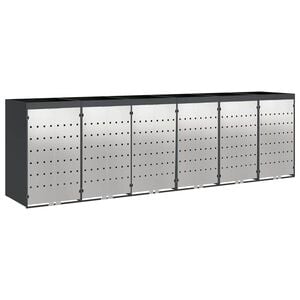 vidaXL Wheelie Bin Storage for 6 Bins Stainless Steel Anthracite