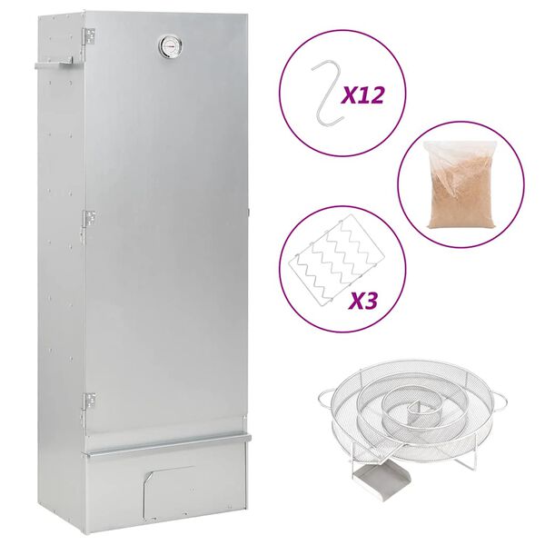 vidaXL BBQ Oven Smoker with Cold Smoke Generator Galvanised Steel