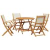 vidaXL 5 Piece Garden Dining Set Cream White Fabric and Solid Wood