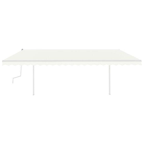 vidaXL Manual Retractable Awning with Posts 5x3 m Cream