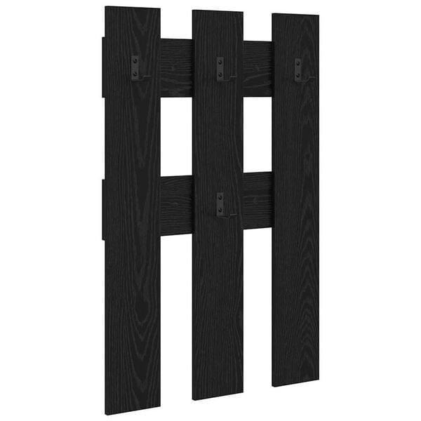 vidaXL Wall-Mounted Coat Rack Wall-mounted Black Oak 65 x 3 x 100 cm