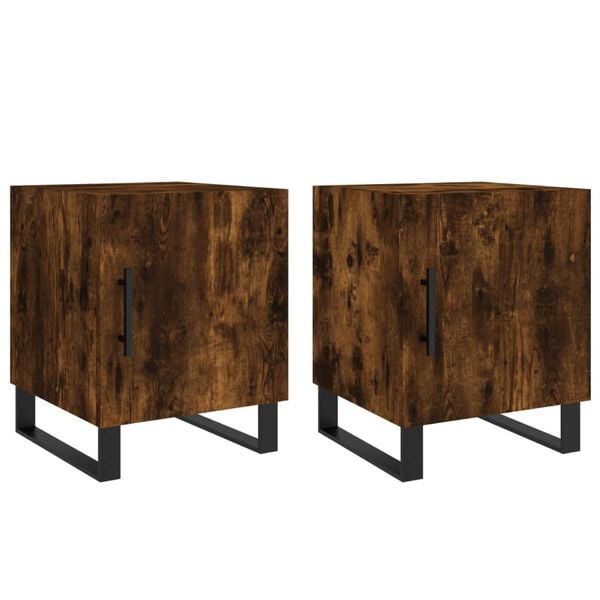 vidaXL Bedside Cabinets 2 pcs Smoked Oak 40x40x50 cm Engineered Wood