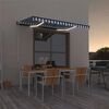 vidaXL Manual Retractable Awning with LED 350x250 cm Blue and White