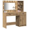 vidaXL Dressing Table with Mirror Lights 2 pcs Brown Engineered Wood